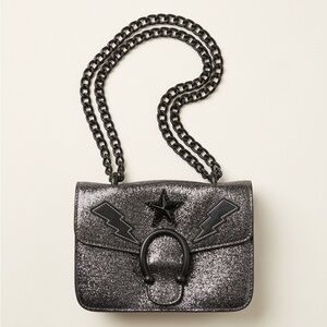 Steve Madden Black Glitter Chain Shoulder Bag